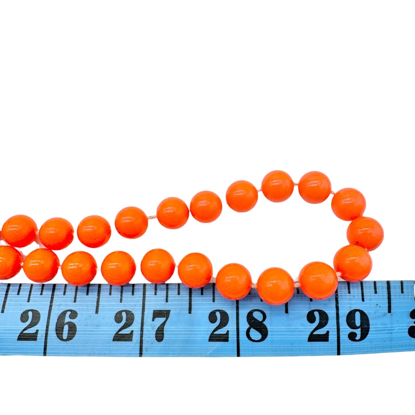 Vintage Orange Beaded Necklace with Spring Clasp Bold Statement Jewelry 29.5"