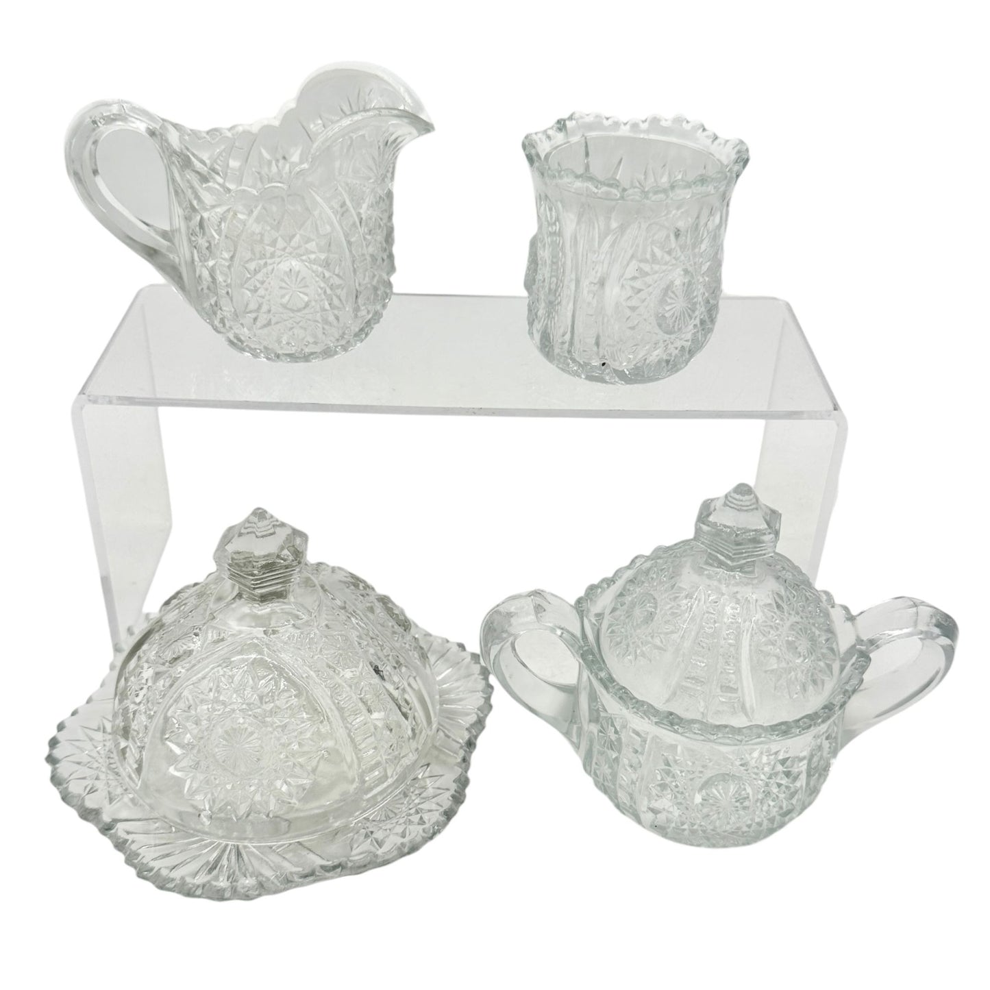 Oval Star No 300 Childs Mini 4 Pc Table Set TS-39 Indiana Glass Co Clear Crystal