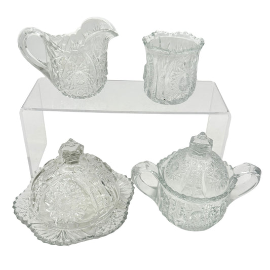 Oval Star No 300 Childs Mini 4 Pc Table Set TS-39 Indiana Glass Co Clear Crystal