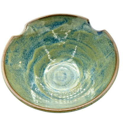 Set Of 2 Handmade Ceramic Rice Bowls With Chopsticks 7 Inch Green Blue Glaze