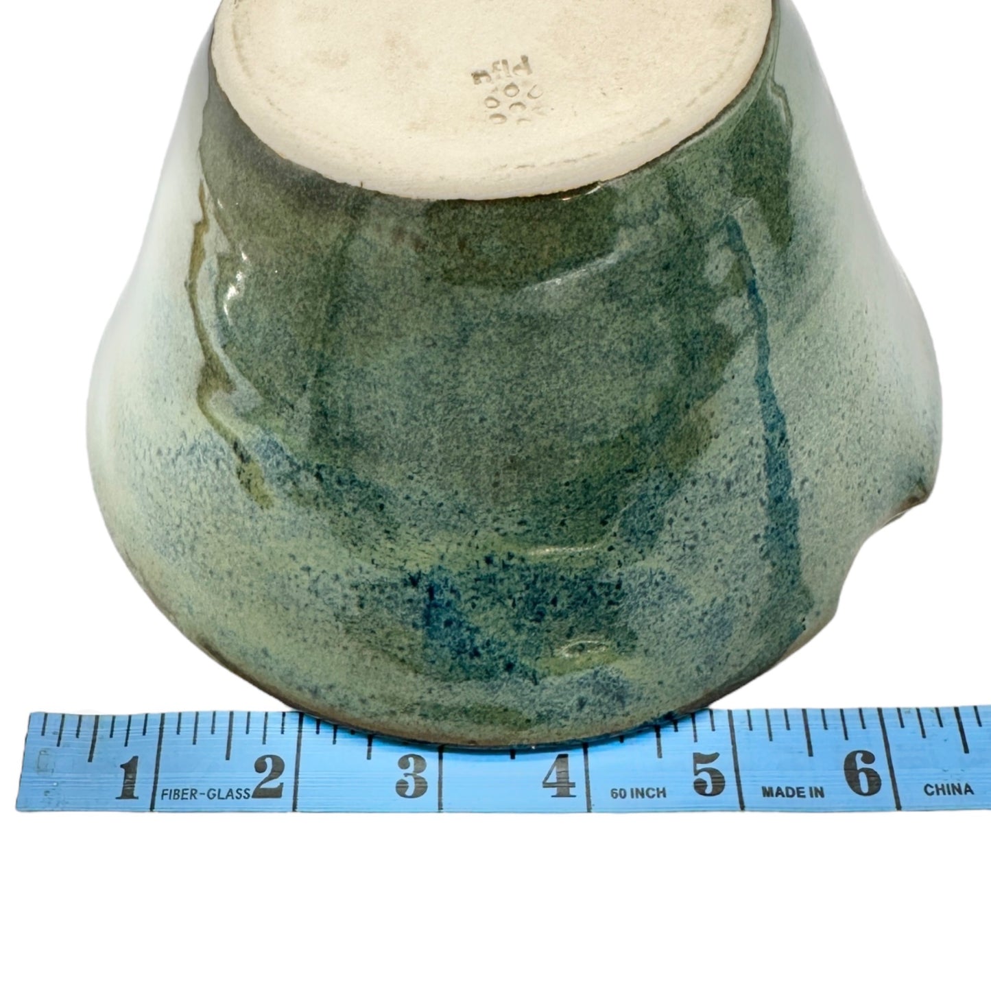 Set Of 2 Handmade Ceramic Rice Bowls With Chopsticks 7 Inch Green Blue Glaze