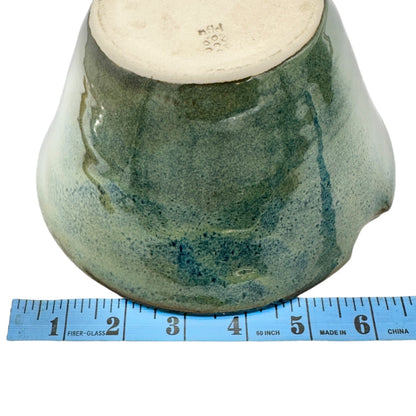 Set Of 2 Handmade Ceramic Rice Bowls With Chopsticks 7 Inch Green Blue Glaze