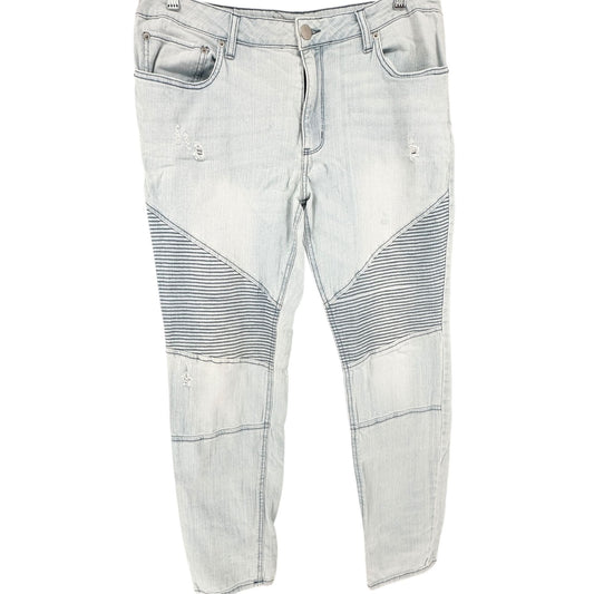 Original Use Jeans Mens 36 Light Wash Skinny Fit Distressed Detail Striped Panel