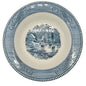 Currier and Ives Early Winter Royal Dinner Bowl 8 inch Blue White Underglaze USA