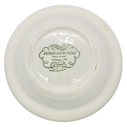 Currier and Ives Early Winter Royal Dinner Bowl 8 inch Blue White Underglaze USA