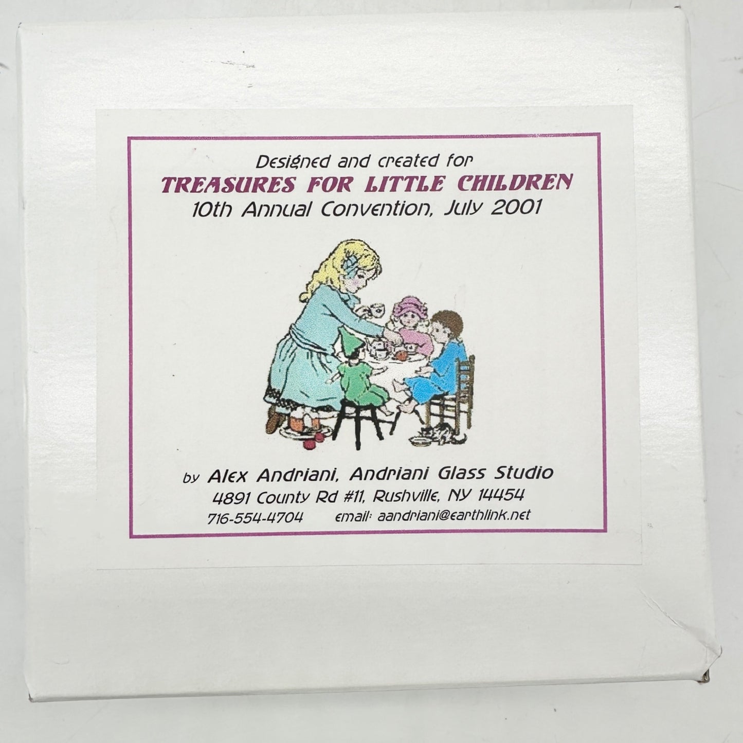 Cake Stand Pink Art Glass Alex Andriani 2001 Treasures for Children Convention