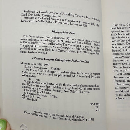 How To Sing 1993 Paperback With 51 Diagrams Music Examples by Lilli Lehmann