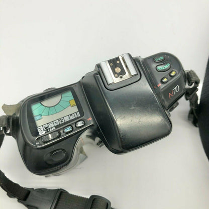 Nikon N70 35mm Film Camera Without Lens Works Duct Tape Holding Film Cover Close