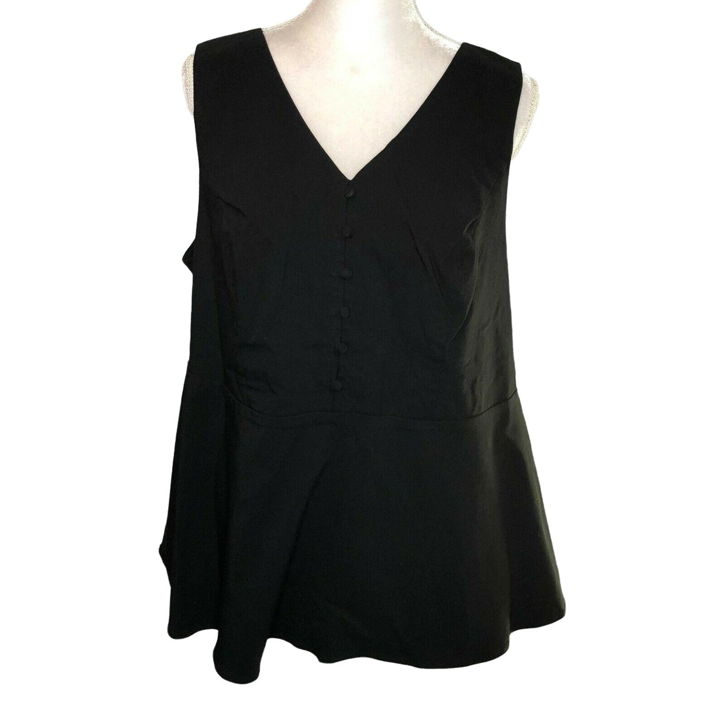 Torrid 3 Womens 3X Top Black Bengaline Peplum Sleeveless NWT