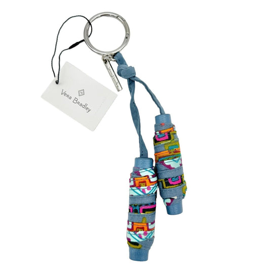 Vera Bradley Iconic Spools Bag Charm Keychain 8 Inch Blue NWT