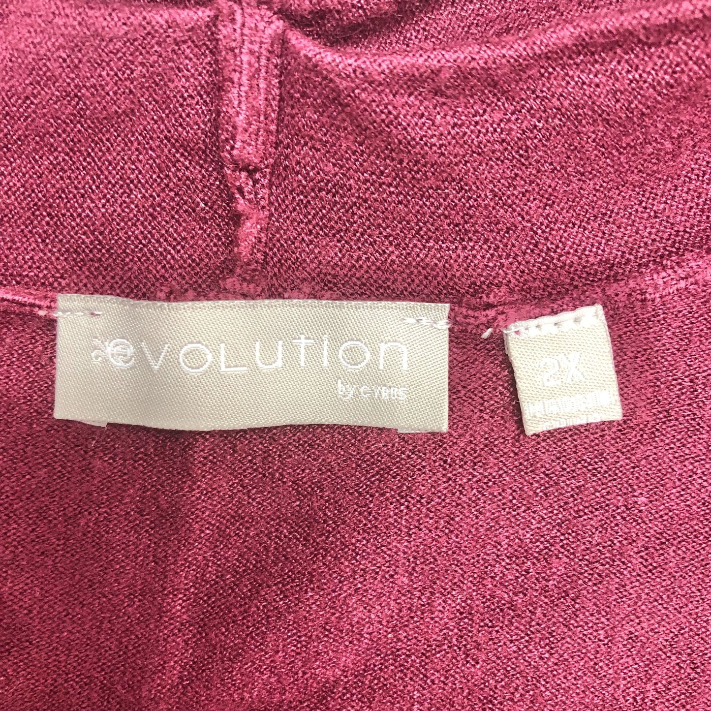 Evolution Women's 2X Burgundy Open Front Sweater Pockets Long Sleeve