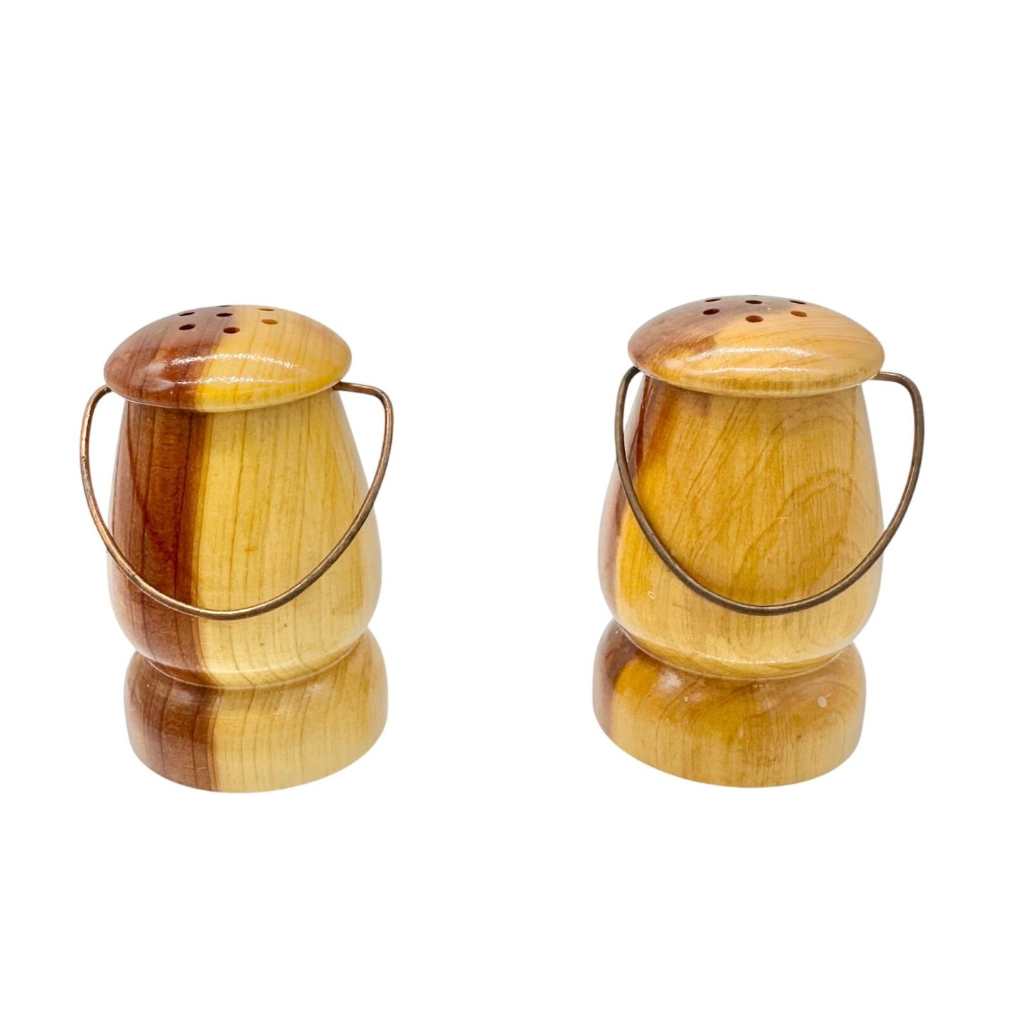 Wooden Oklahoma Salt and Pepper Shakers With Metal Handles Rustic Kitchen Decor