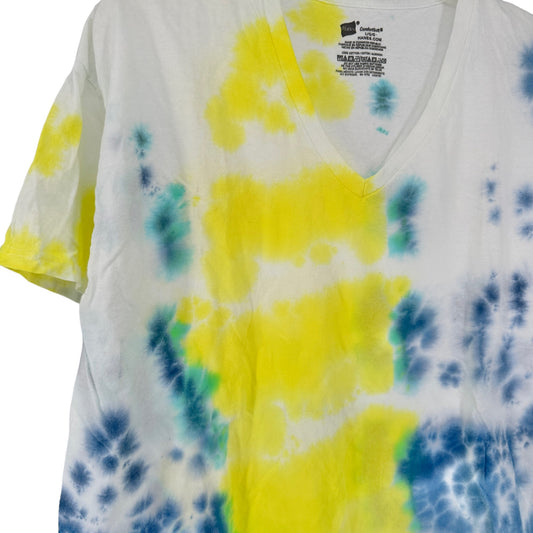 Hanes ComfortSoft Tie-Dye T-Shirt Large Short Sleeve V-Neck Tagless Unique