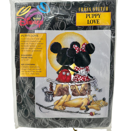 Disney PUPPY LOVE Cross Stitch Kit Complete Set Mickey and Minnie Mouse NIP