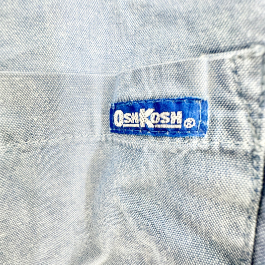 OshKosh Bgosh Shirt Boys 4 Blue Short Sleeve Button Up (missing 1 button)