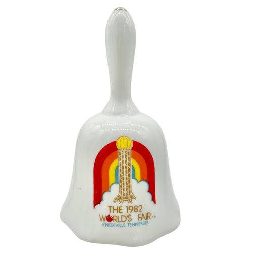 Vintage 1982 Worlds Fair Ceramic Souvenir Bell Knoxville TN Rainbow Design 5.5”H