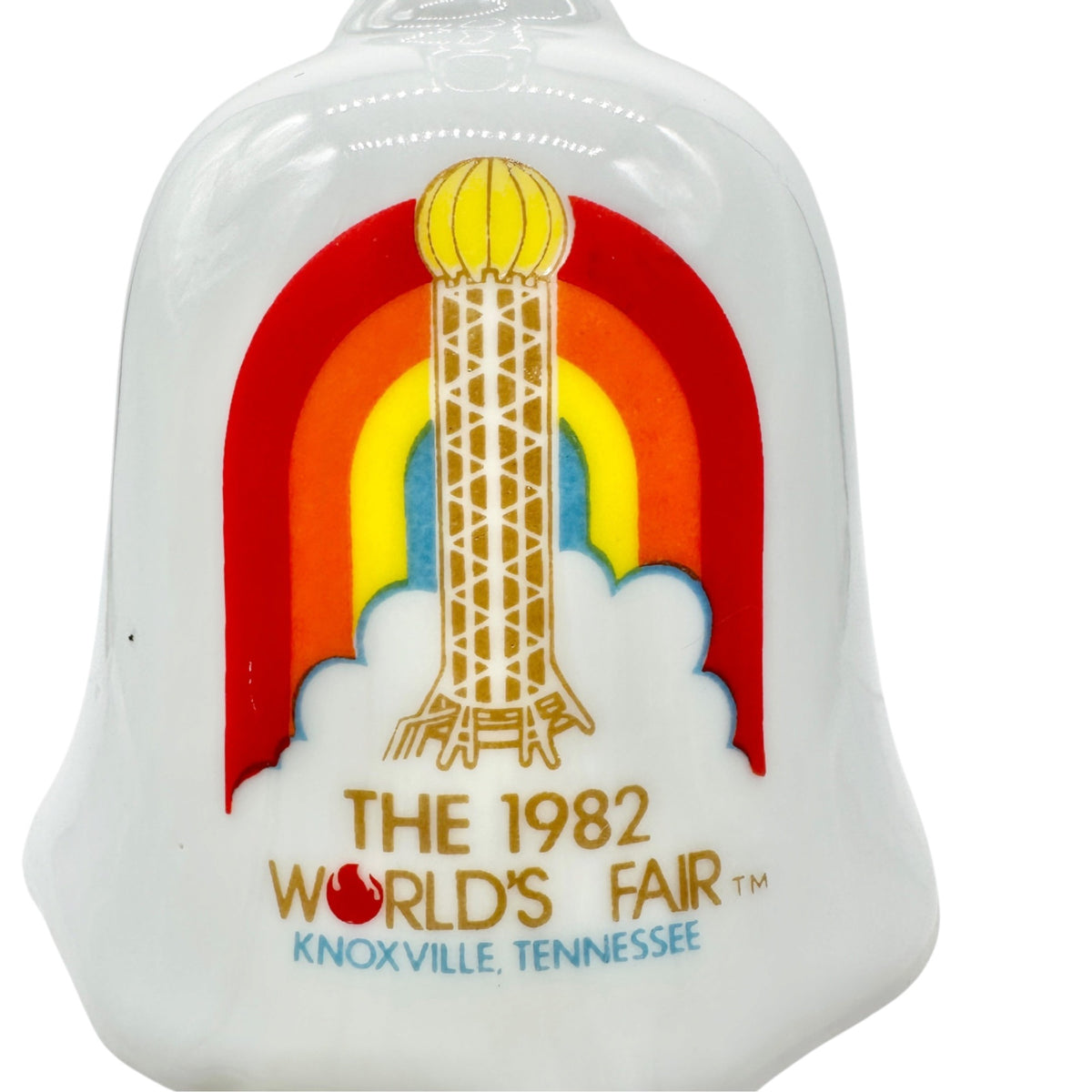 Vintage 1982 Worlds Fair Ceramic Souvenir Bell Knoxville TN Rainbow Design 5.5”H