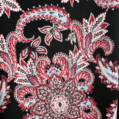 New Directions Curvy Pants Womens 1X Black Red Paisley Print Pull-On Poly Blend