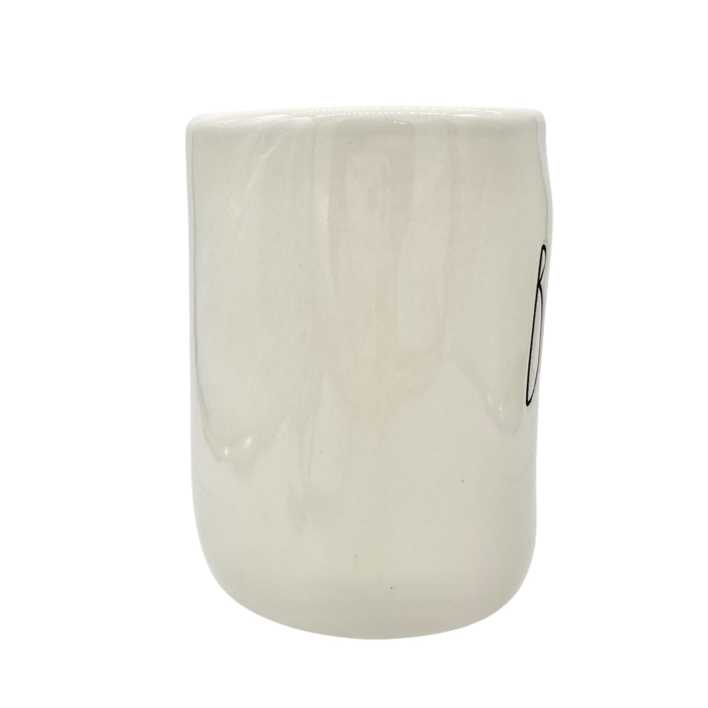 Rae Dunn Artisan Collection 20 oz Mug BOSSY White Black Letter Orange Inside NEW