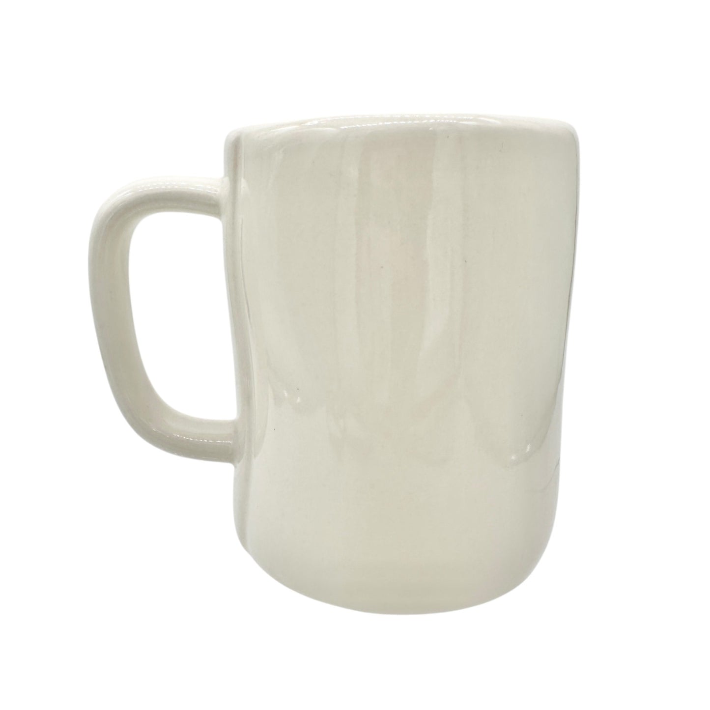 Rae Dunn Artisan Collection 20 oz Mug BOSSY White Black Letter Orange Inside NEW