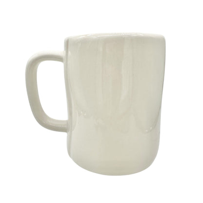 Rae Dunn Artisan Collection 20 oz Mug BOSSY White Black Letter Orange Inside NEW