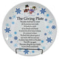 The Giving Plate 12" Round Snowy Snowman Design Melamine Dishwasher Safe Not Microwave Safe