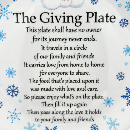 The Giving Plate 12" Round Snowy Snowman Design Melamine Dishwasher Safe Not Microwave Safe