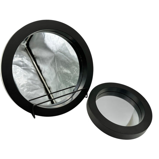 Round Black Wall Mirrors Set Of 2 With Hanging Hardware 7 in and 9 in Diameter
