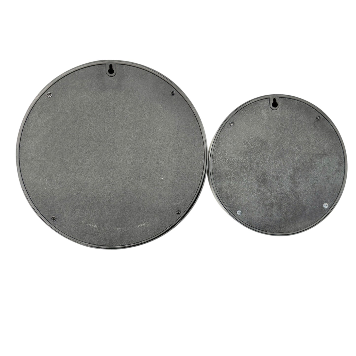Round Black Wall Mirrors Set Of 2 With Hanging Hardware 7 in and 9 in Diameter