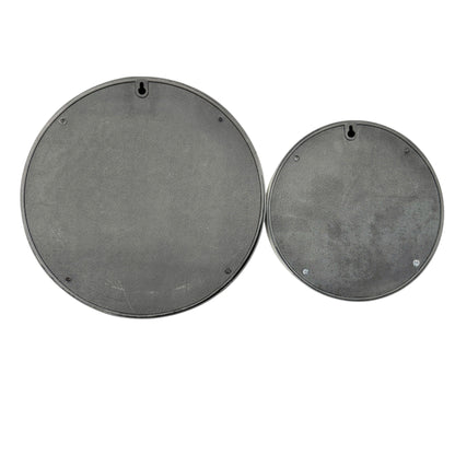 Round Black Wall Mirrors Set Of 2 With Hanging Hardware 7 in and 9 in Diameter