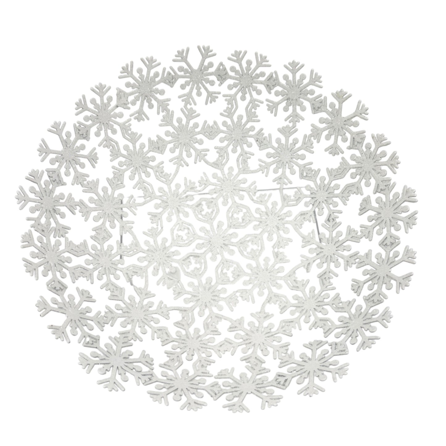 Snowflake Cutout Bowl White With White Garland and Blue White Ornaments Set