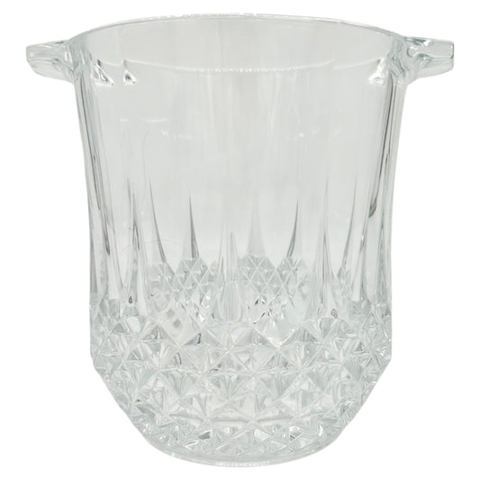 Lead Crystal Ice Bucket With Diamond Cut Pattern and Dual Handles Elegant