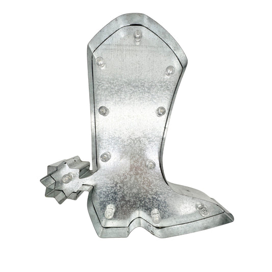 Cowboy Boot Shaped Metal Marquee Light with Timer Battery Operated Western