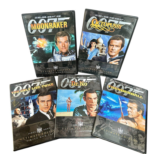 James Bond 5 DVD Lot Moonraker Octopussy Dr No You Only Live Twice Thunderball