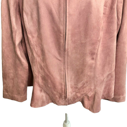 Lane Bryant Jacket Womens 20 Suede-look Zip Pink Surprise Back Tie NWT