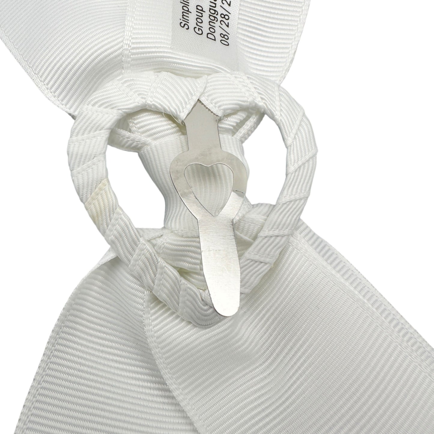 Simplicity Grosgrain Bows Set of 6 White With Heart Clips on Back Hair Packages