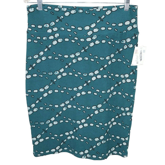 LuLaRoe Cassie Skirt Womens XL Pencil Skirt Green White NWT