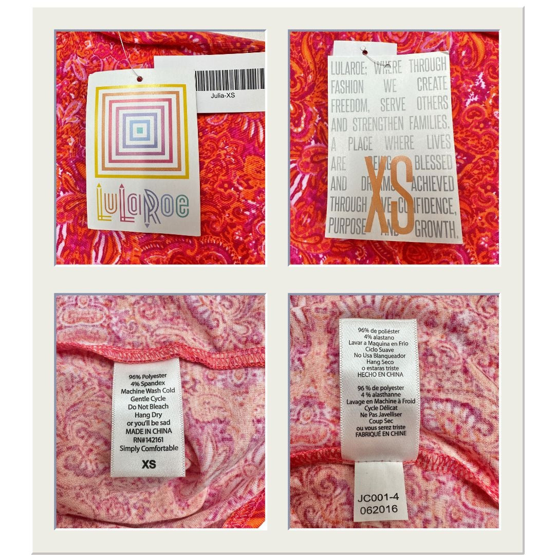 LuLaRoe Retired Julia Bundle of 2 XS Dresses all NWT Multicolors