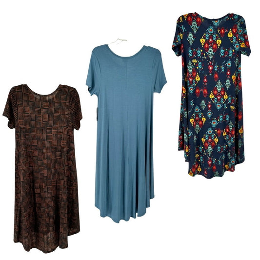 LuLaRoe Retired Carly Bundle of 3 Small Dresses all NWT Multicolors