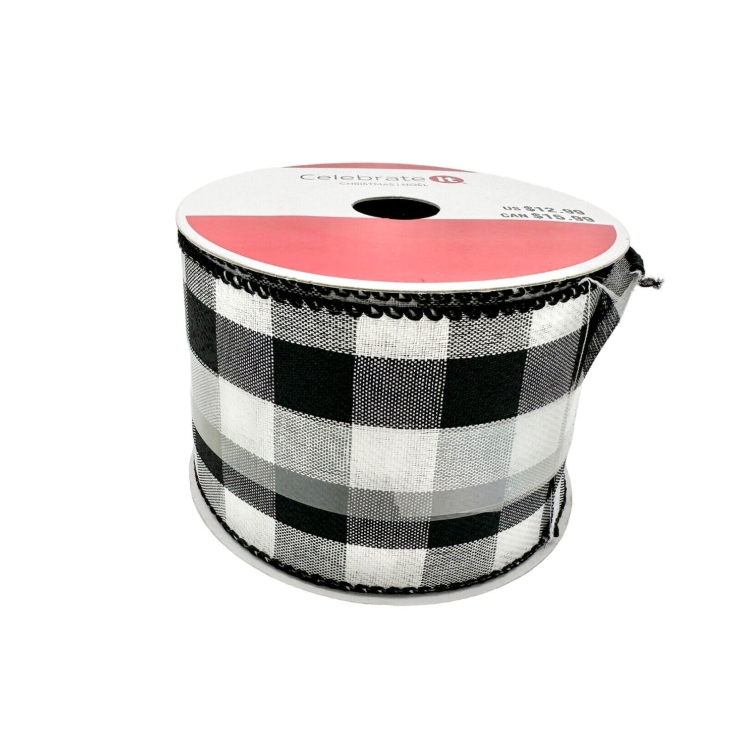 Ashland Tree Skirt 48 In Black White Plaid w/5 rolls of Celebrate It Ribbon NEW