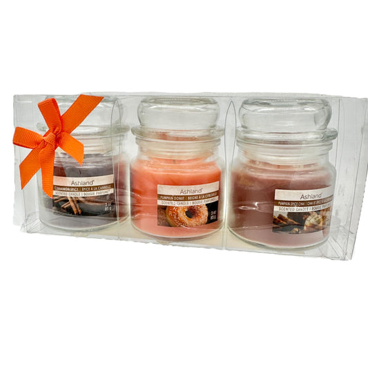 Ashland Candle Trio Fall Autumn Scents NIP Cinnamon Pumpkin Spice Chai