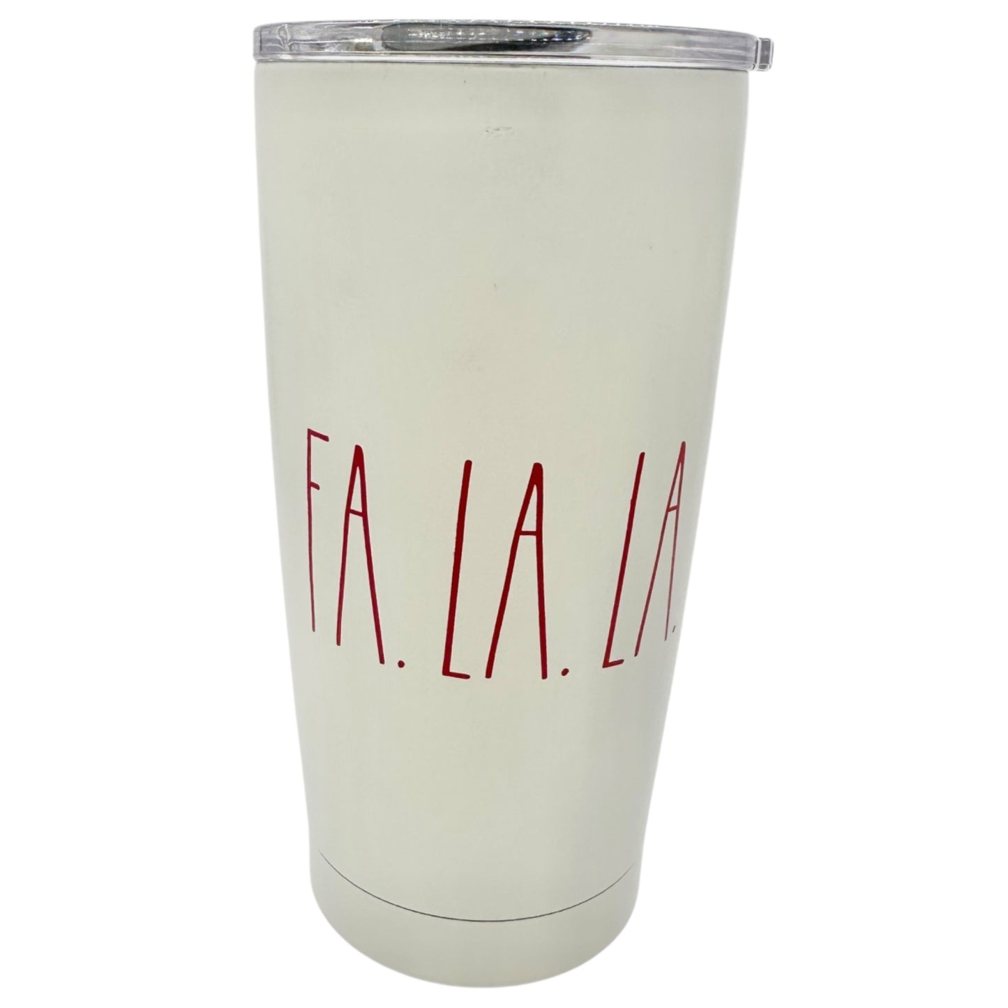 Rae Dunn FA LA LA 17 Oz Stainless Steel Tumbler With Lid Double Walled White Red
