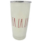 Rae Dunn FA LA LA 17 Oz Stainless Steel Tumbler With Lid Double Walled White Red