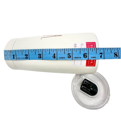 Rae Dunn FA LA LA 17 Oz Stainless Steel Tumbler With Lid Double Walled White Red