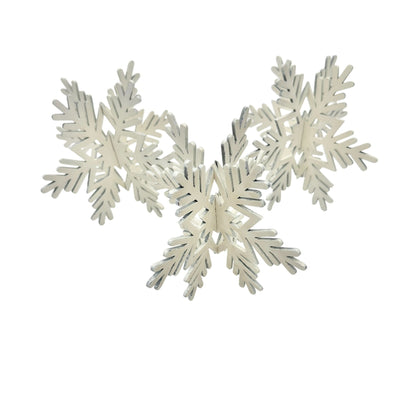 Set of 3 Wooden Cut-Out Snowflakes 6 inch White Assembly Required