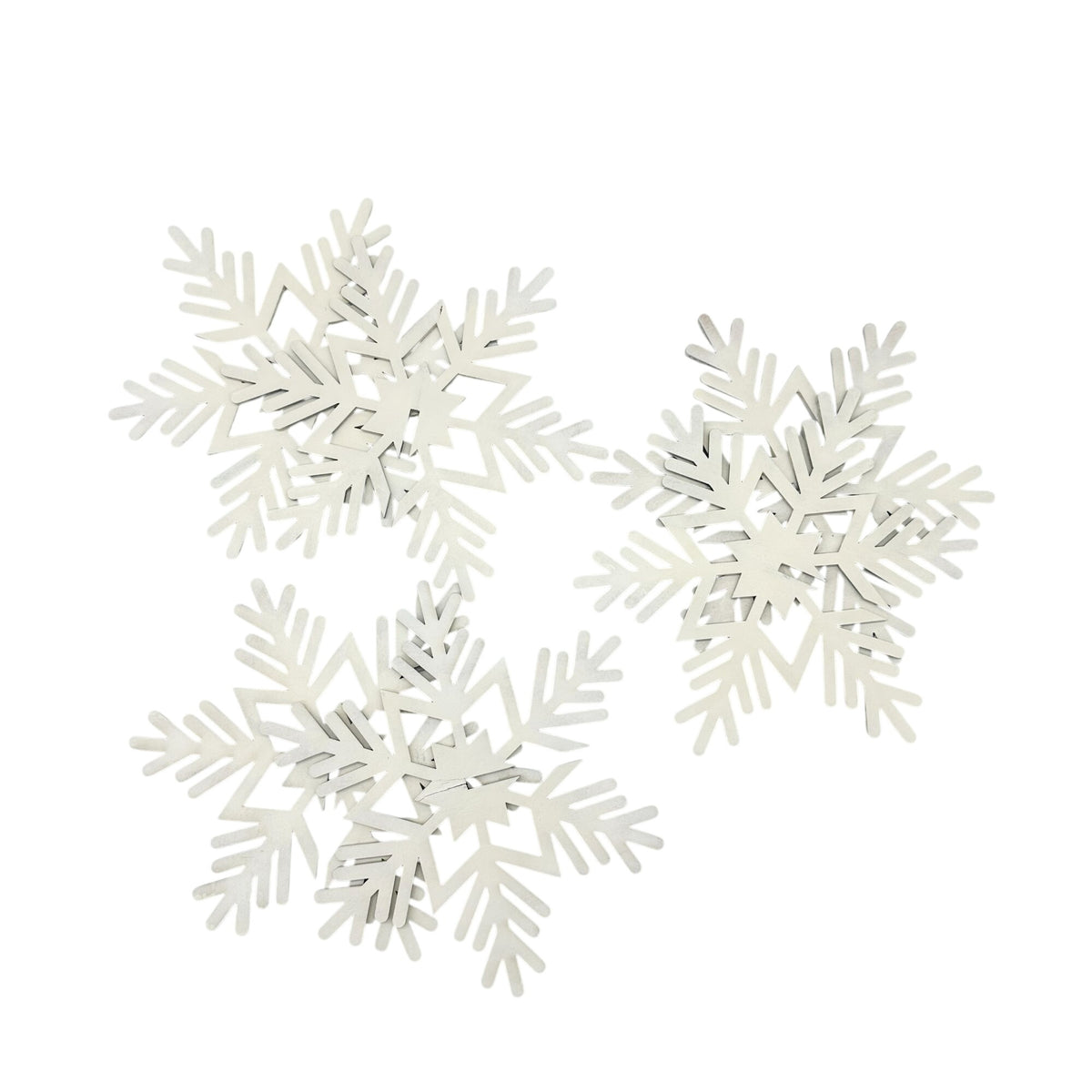Set of 3 Wooden Cut-Out Snowflakes 6 inch White Assembly Required