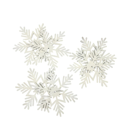 Set of 3 Wooden Cut-Out Snowflakes 6 inch White Assembly Required