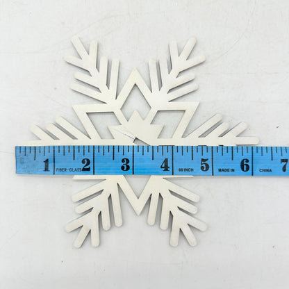 Set of 3 Wooden Cut-Out Snowflakes 6 inch White Assembly Required