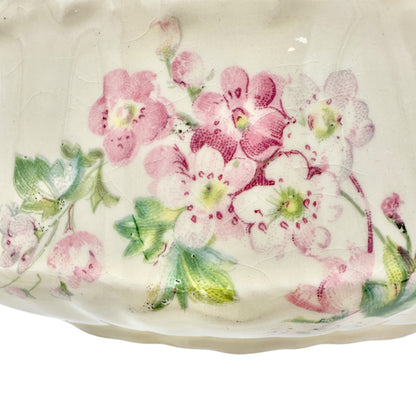 Vintage Crooksville China Co Floral Creamer Gravy Boat Made In USA Ecru Pink
