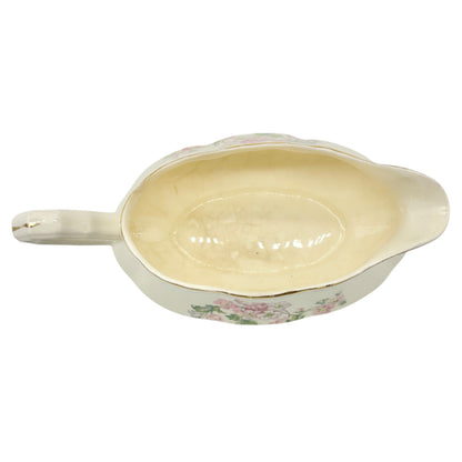 Vintage Crooksville China Co Floral Creamer Gravy Boat Made In USA Ecru Pink